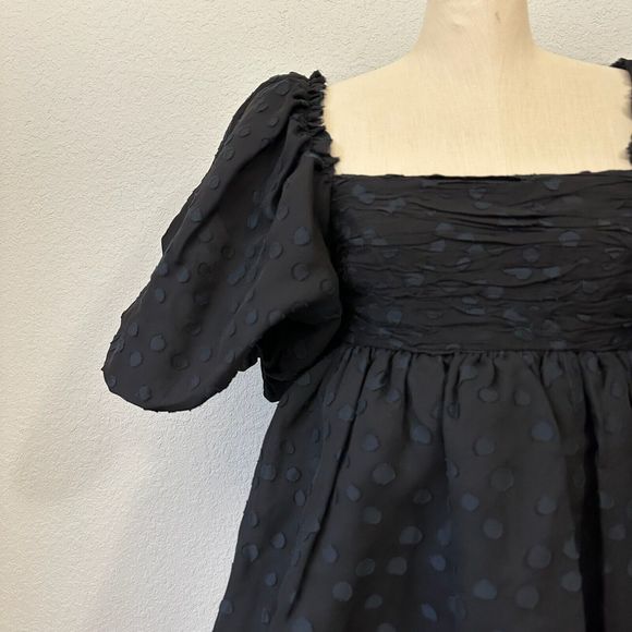 AJE La Piscine Mini Dres Blacks Puff Sleeve Bow Back Party Formal Goth NWT - Picture 5 of 16